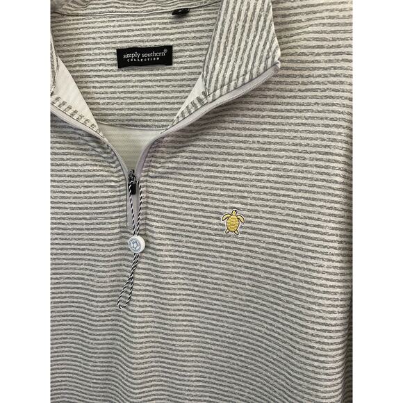 Simply Southern Mens 1/4 Zip Tailor Fit Striped Golf Pullover Shirt Size SMALL - Picture 5 of 9